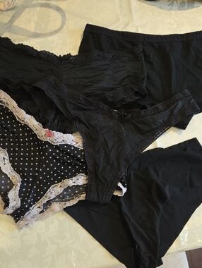 (5) Women's Black Lace Trim Bikini & Brief Set